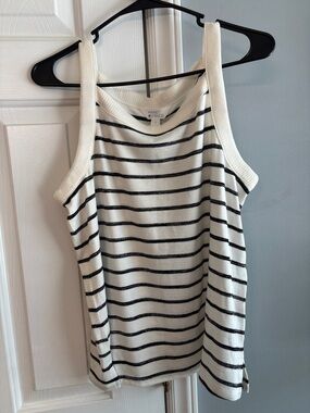Market & Spruce White Tank Top with Black Stripes
